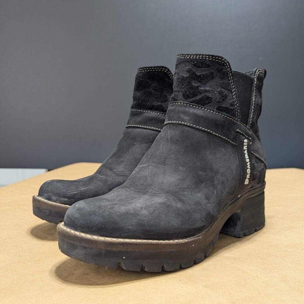 Dromedaris Katniss Chelsea Boots Faux Fur Black Chunky Sole Womens